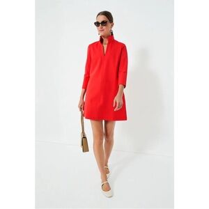 Tuckernuck Vibrant Red Notch-Collar Mini Dress